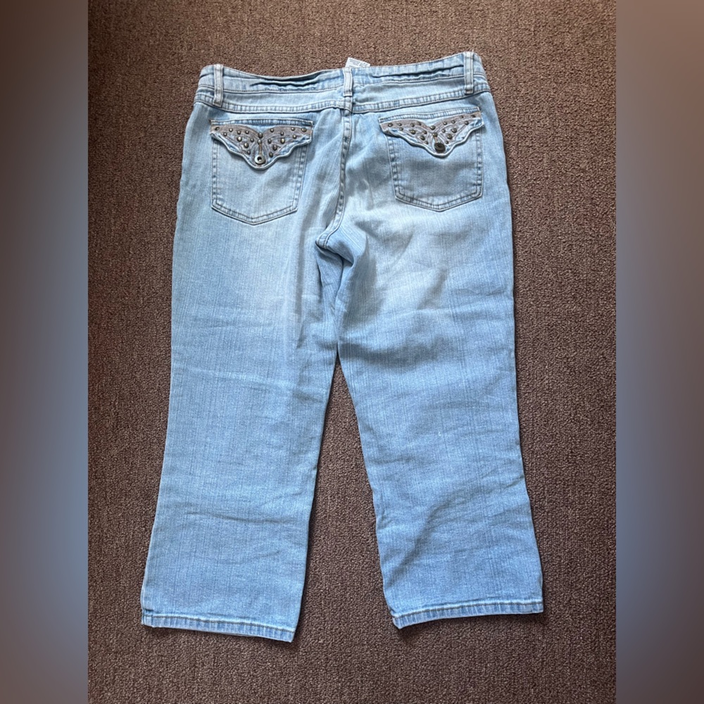 NOBO Light Blue Straight Leg Jeans with Embellished Pockets